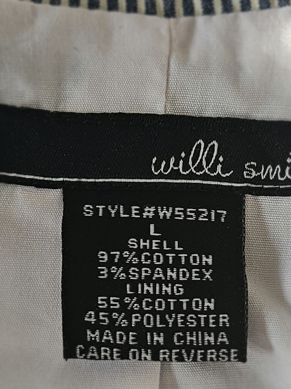 Willi Smith Coastal Seersucker Blue White Striped Utility Blazer Jacket Size L - Picture 7 of 12